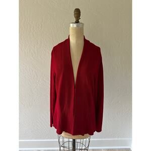 CHICOS Travelers | Womens Solid Red Slinky Knit Cardigan Size Large Lagenlook